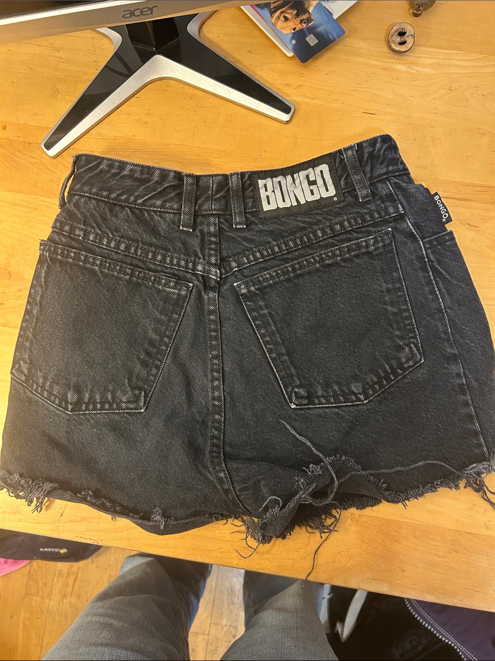 Bongo Black High-Waist Denim Shorts with Distressed Hem